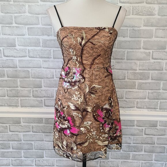 Free People Last Call Embellished Beaded Shimmer Lace Mini Dress XS Fairy Femini - Picture 1 of 10